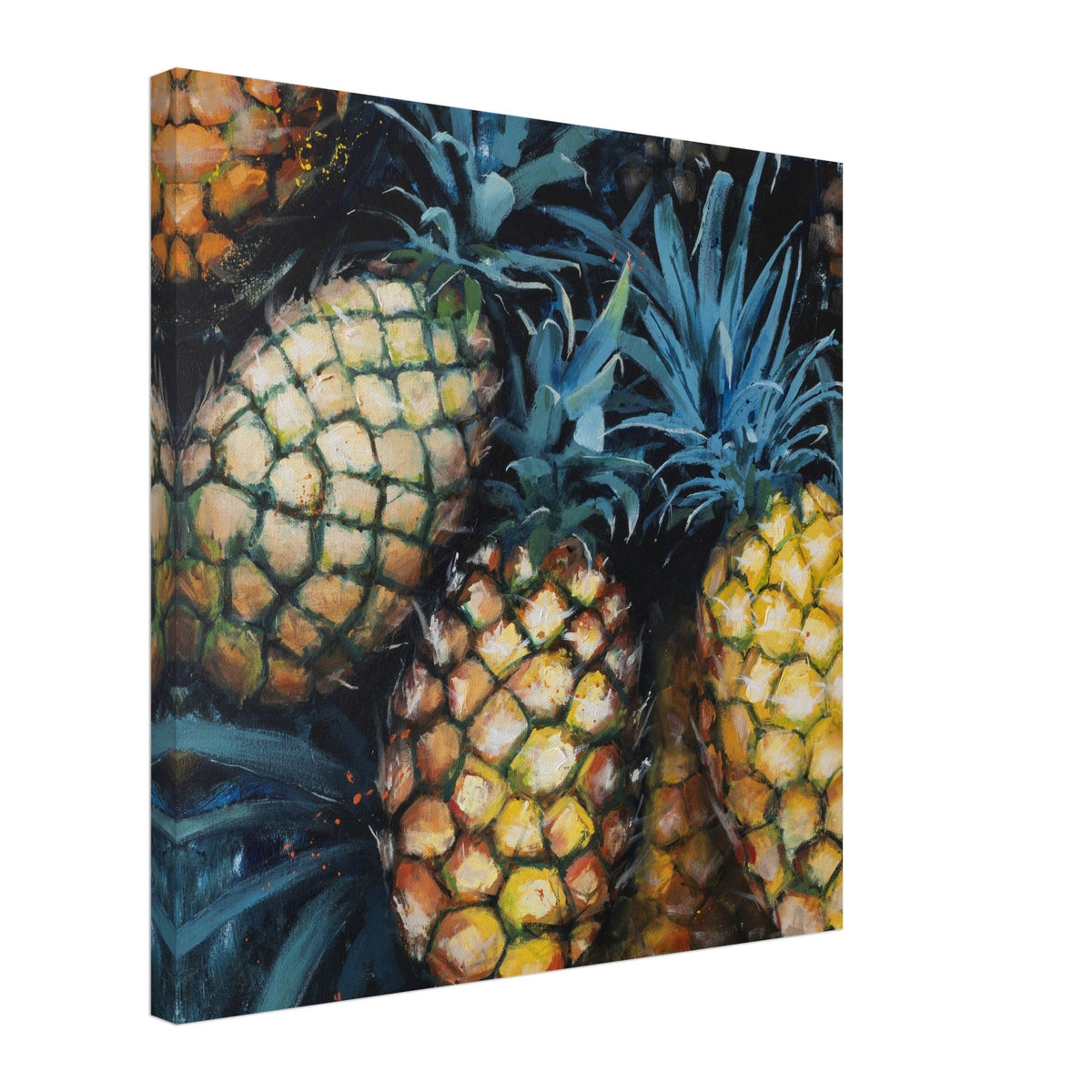 Tropical Abundance canvas print by Rocío Arrupe, showing the wrapped canvas edge